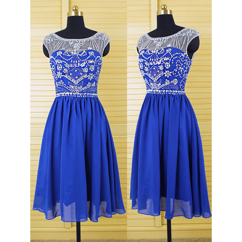 Royal Blue Beading Dresses, Graduation Dresses,oneck — free download