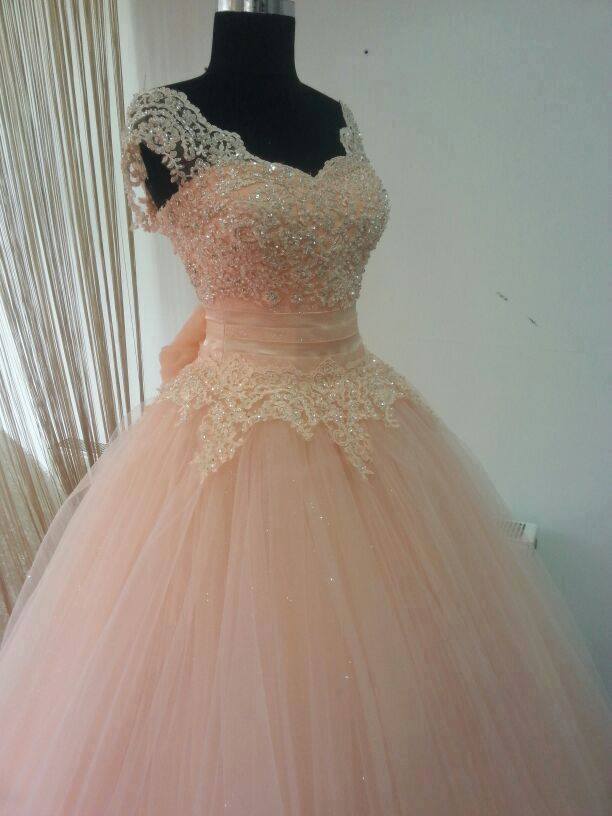 Real Made Beading And Appliques Princess Quinceanera Dresses, Lace-up Tulle Dresses, Quinceanera Dresses, Prom Dresses,the Charming Prom Dress