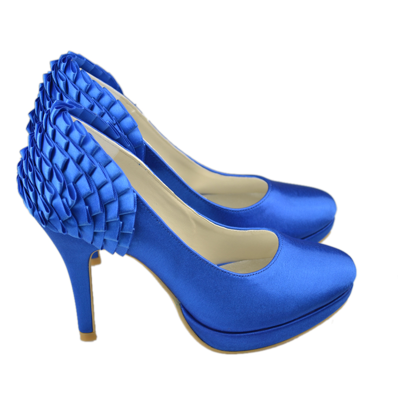 Newest Royal Blue Bridal Wedding Shoes,bridal High Heels,satin Party Dress, Bridal Shoe,woman Shoes,wedding Shoes