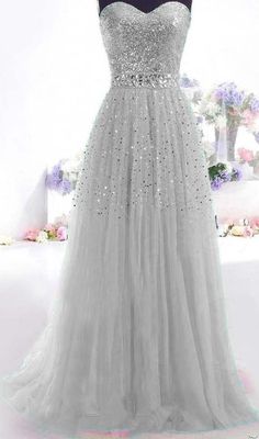 Shiny Gray Prom Dresses
