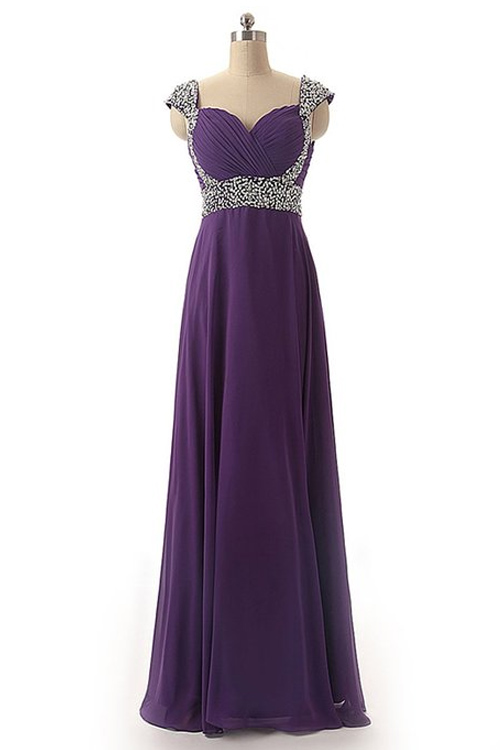 Bridesmaid Dresses, Back Up Lace Long Chiffon Prom Dresses For Teens,beaded Open Back Evening Dresses,charming Prom Dress