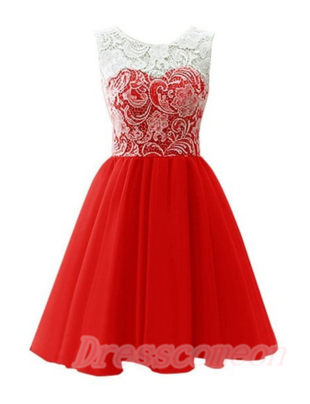 2016 Simple Lace Short Prom Dresses, Prom Dresses,red Cocktail Dresses For Teens