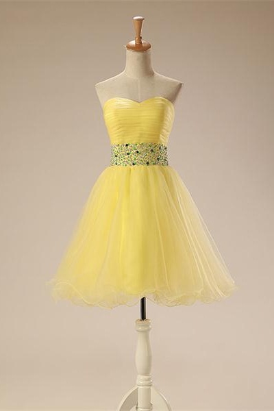 Discount Sweetheart Beading Gold Homecoming Dresses, DD0108 main image 0