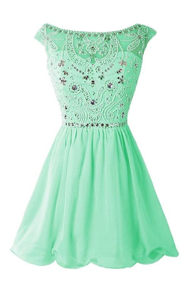 Green Chiffon Homecoming Dresses,handmade Girly Homecoming Dresses For Teens