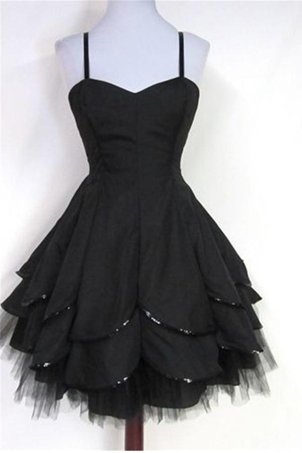 Charming Black Short Tulle Homecoming Dresses,handmade Homecoming Dress