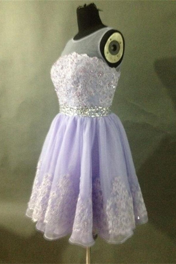 Violet Lace Homecoming Dresses,pretty Tulle Homecoming Dresses,zipper Back Homecoming Dress