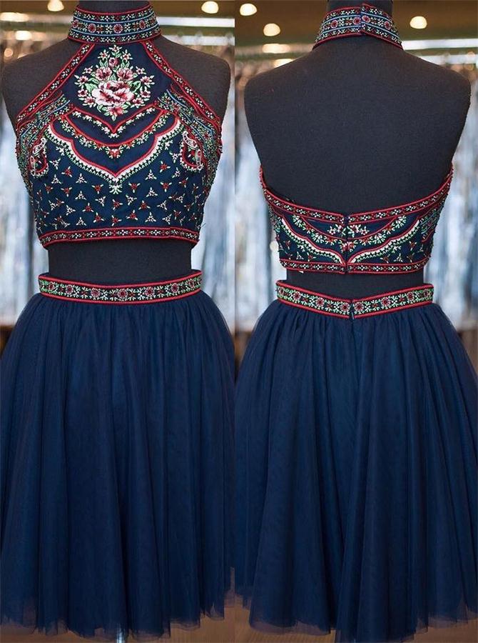 Homecoming Dresses,homecoming Dresses,pretty Navy Blue Homecoming Dresses,2 Pieces Short Prom Dresse,cocktail Dresses,graduation Dresses,party
