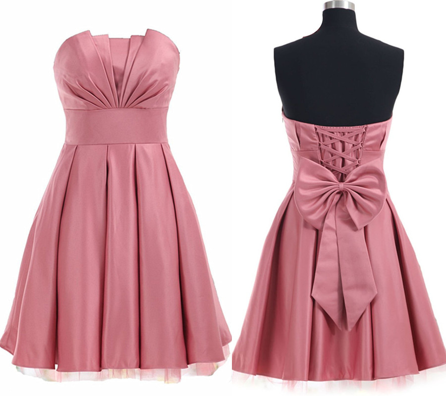 Pink Lace Up Homecoming Dresses,cocktail Dresses,short Prom Dresses,simple High Quality Homecoming Dress