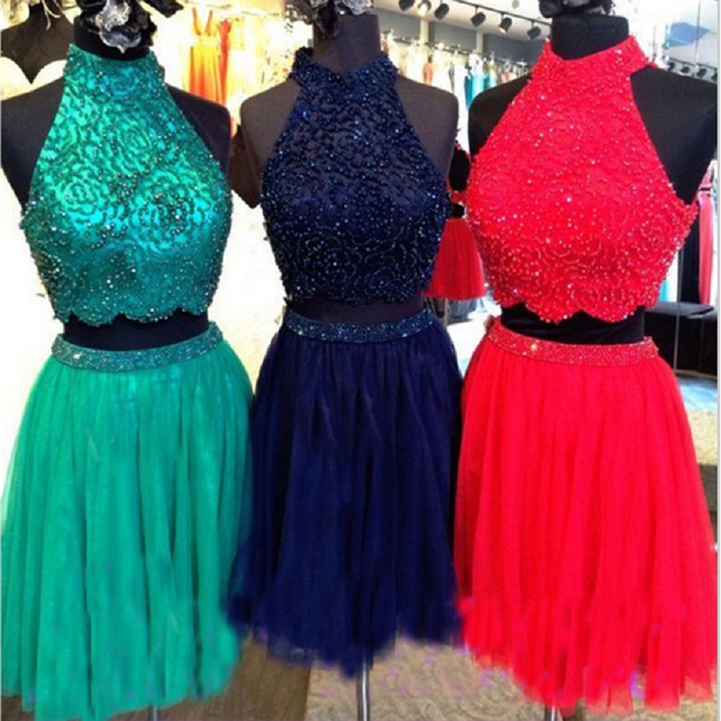 Pretty 2 Pieces Party Dresses,gorgeous Homecoming Dresses,sparkly Handmade Graduation Dresses