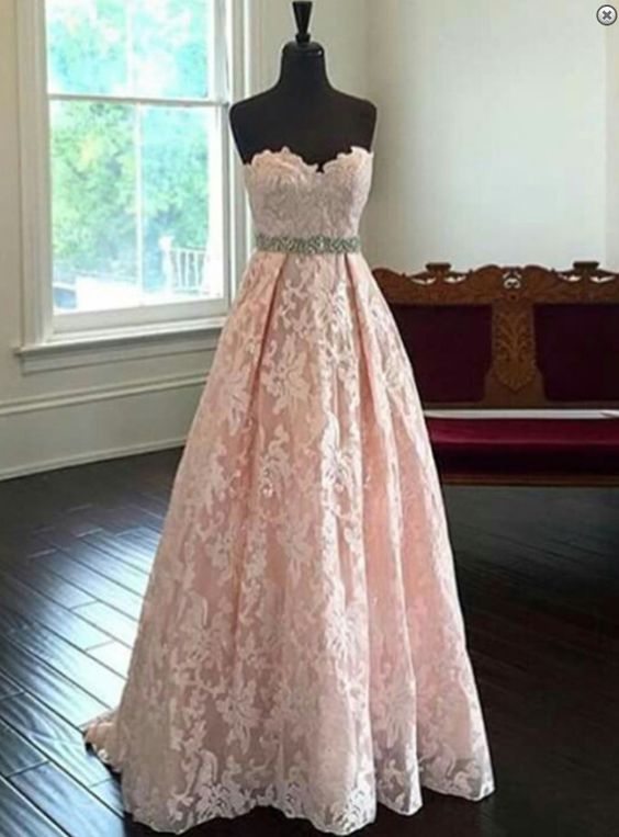Pink Sweetheart Lace Prom Dresses,lace Up Prom Gowns,a-line High Low Prom Dresses For Teens,cute Dresses,women Dresses