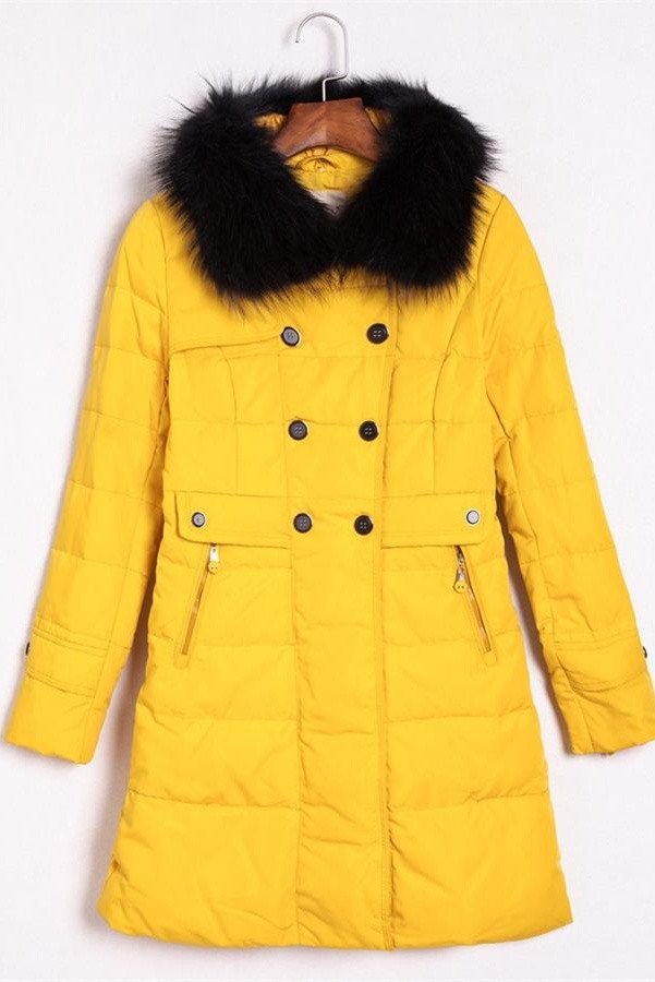 Pretty Yellow Long Style Warm Comfortable Long Style Down Jackets,Winter Jackets