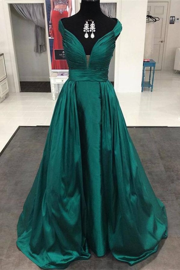 Dark Green Deep V-neck Long Prom Dresses,simple Evening Dresses,handmade Plus Size Prom Gowns,long Prom Dress,evening Dresses,dr0393