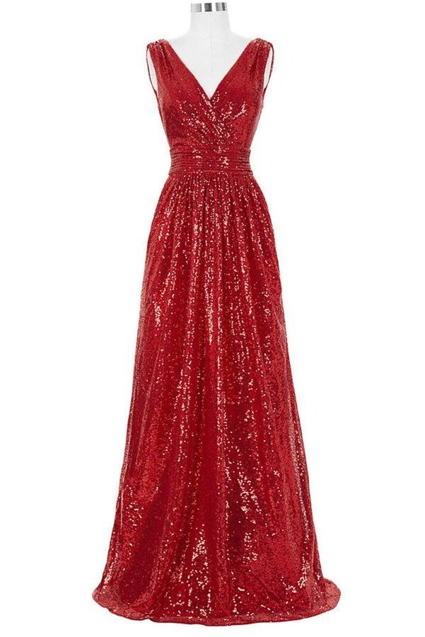 Sparkly Long Red Prom Dresses,v-neck Prom Gowns,sequin Shiny Evening Dresses,handmade Prom Gowns,party Dresses,bridesmaid Dresses