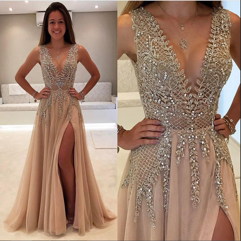 full glitter prom dress