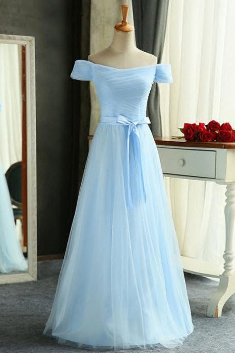 Light Blue Prom Dress,tulle Prom Dress,a-line Prom Dress,off Shoulder Prom Dress,long Prom Dress,prom Dresses For Teens,classy Prom