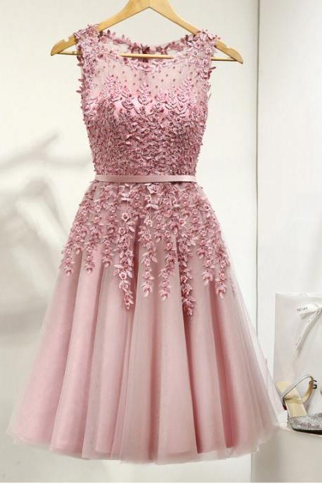 Pink Homecoming Dresses,short Homecoming Dresses,cute Dresses,lace Beading Homecoming Dresses,homecoming Dresses For Teens,elegant Cocktail