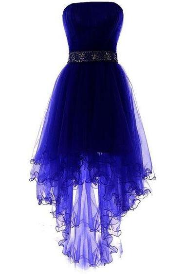 Sparkly Homecoming Dresses,strapless Homecoming Dresses,short Homecoming Dresses,a-line Ruyal Blue And Purple Tulle Homecoming Dress,lace Up