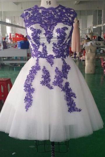 Purple And White A-line Homecoming Dresses,homecoming Dresses,cute Dresses,simple Homecoming Dresses Dr0360