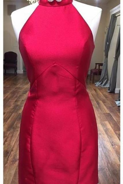 Red Homecoming Dresses,Satin Homecoming Dresses,Open Back Homecoming Dress,Simple Cheap Homecoming Dress DR0374
