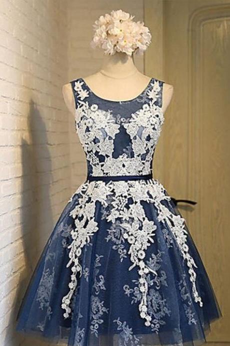 Lace Up Homecoming Dresses,Cute Dresses,Short Homecoming Dresses,A-line Lace Tulle Homecoming Dresses DR0386