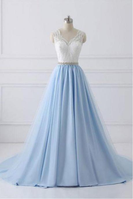 Sky Blue Long Elegant Prom Dresses For Teens,graduation Dresses,beauttiful Party Dresses Dr0536
