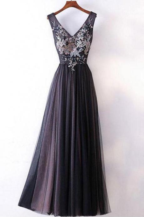 Floor Length Long Lace Tulle Simple Prom Dresses,flowy Graduation Dresses,pretty Party Dresses Dr0540