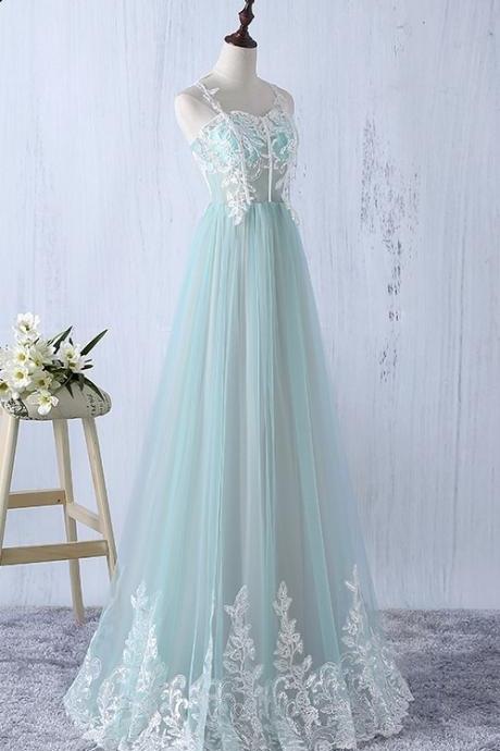 Spaghetti Straps Long Lace Tulle Prom Dresses For Teens,elegant Graduation Dresses,flowy Prom Gowns Dr0543