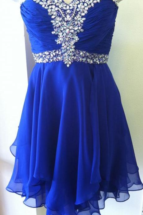 Top Selling Royal Blue Short Prom Dresses,sweetheart Beaded Homecoming Dresses,graduation Dresses