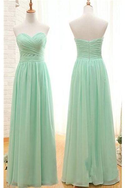Mint Green Sweatheart Chiffon Long Party Dress Wedding Guest Dress, DP2122
