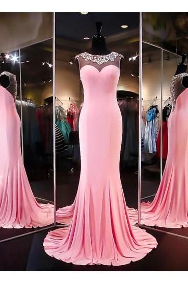 2016 Long Mermaid Beaded Prom Dresses For Teens,sheath Beautiful Evening Dresses, Prom Dresses