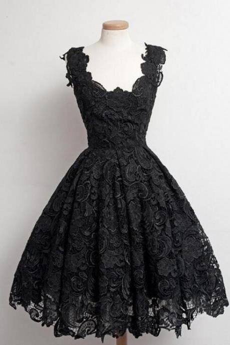 2016 Real Beautiful Black Lace Short Prom Dresses,simple Graduation Dresses, Party Dresses For Teens
