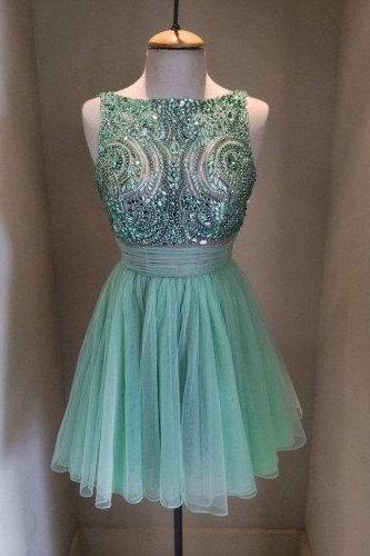 Short Beaded Homecoming Dress With Flower Type,Handmade Homecoming Dresses,Pretty Cocktail Dresses
