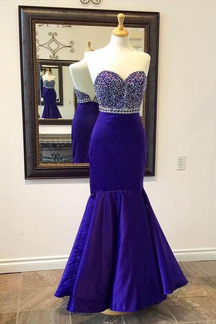 Royal Blue Long Prom Dresses,mermaid Prom Gowns,sweetheart Party Prom Dresses For Teens