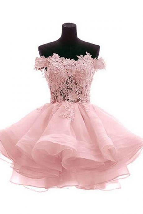 Cute Off Shoulder Pink Homecoming Dresses,Elegant Cocktail Dresses,Homecoming Dress 2016
