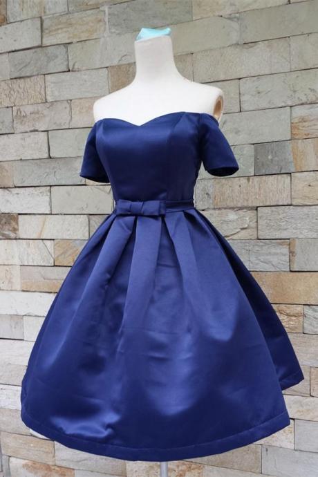 Royal Blue Homecoming Dresses,off Shoulder Homecoming Dress,pretty Homecoming Dresses,handmade Satin Short Prom Dresses