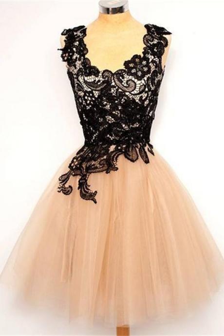 Black Lace Homecoming Dresses,tulle Homecoming Dresses,cute Homecoming Dresses,handmade Homecoming Dresses