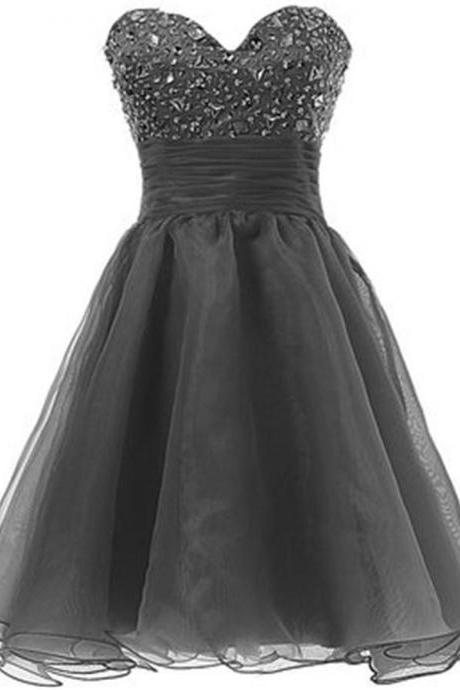 Sweetheart Grey Homecoming Dresses,beading Homecoming Dress,high Low Handmade Party Dresses,classy Short Prom Dresses