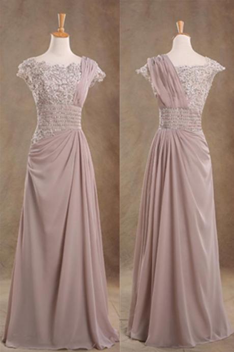 Reddish Grey Chiffon Beading Lace Handmade A-line Prom Dresses,mother Of The Bridal Dresses,simple Prom Dress,elegant Prom Gowns,modeat Evening