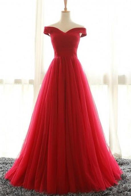 Red Off Shoulder Long Evenig Dresses,graduation Dresses,simpe Long Prom Gowns,prom Dresses For Teens