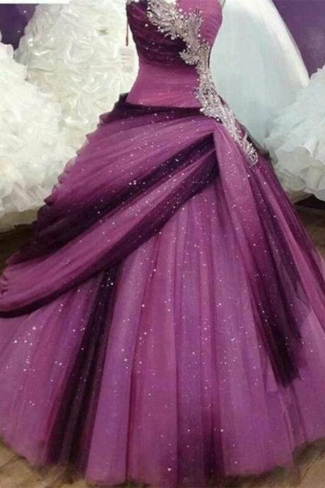 Beautiful Strapless Quinceanera Dresses,Ball Gown Prom Dresses,Gorgeous Sequin Shiny Prom Gowns,Sparkly Prom Dress For Teens DR0528