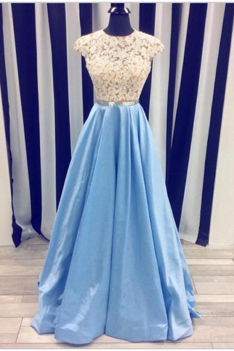 Lace Prom Dresses,light Blue Prom Dresses,long Prom Dresses,a-line Prom Dress,elegant Prom Gowns,charming Evening Dresses,princess Prom