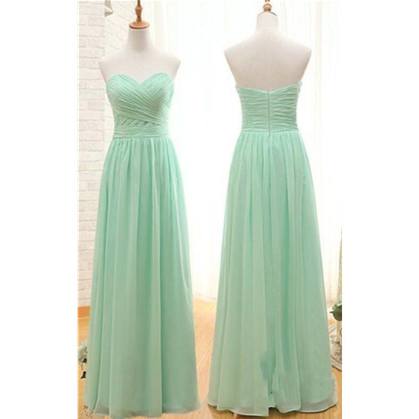 Cheap Simple Long Bridesmaid Dresses,Mint Sweetheart Open Back