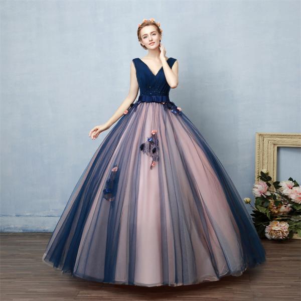 Navy Blue And Pink Prom Dresses,Ball Gowns Prom Dresses,Princess Prom ...