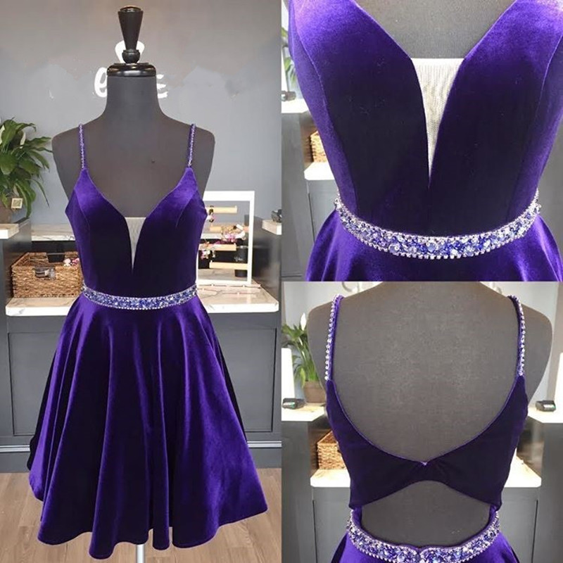 Purple Dresses,vneck Dress,short