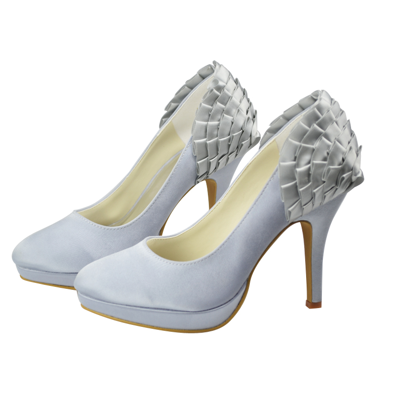blue satin evening shoes