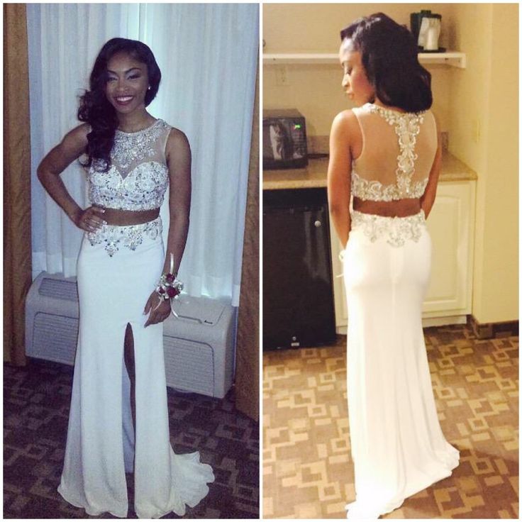 Two Pieces Charming Prom Dresses,The Elegant Beading Floor-Length ...
